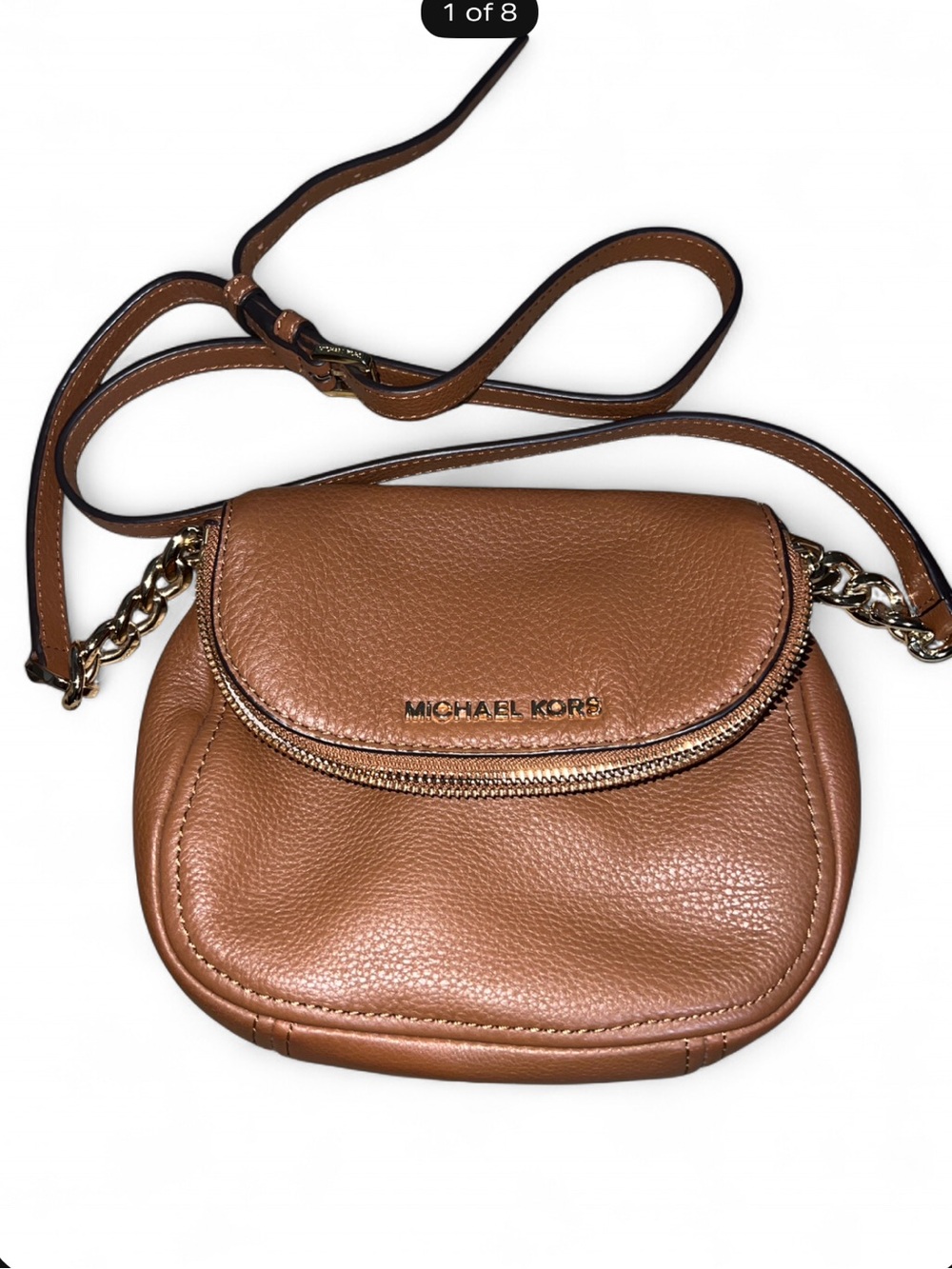 Michael Kors Tan Pebbled Leather Crossbody with Multiple Compartments